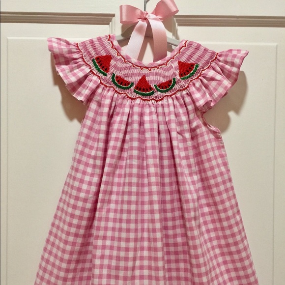 SOLD Watermelon smocked dress - Picture 1 of 2
